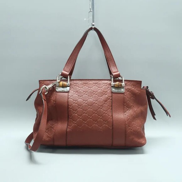 GUCCI Brick Red Leather Satchel 430-010325 - Picture 1 of 11